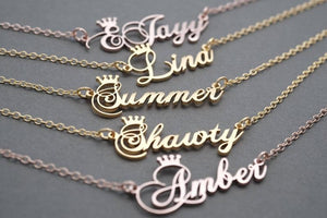 Custom Crown Name Necklace Personalized Jewelry